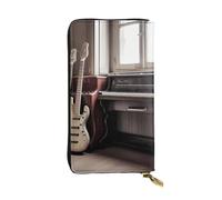 FHEDVBN Portefeuille pour instruments de musique guitare basse pour homme et femme - Long sac à main en cuir - Grand sac à main d'affaires - Porte-téléphone - Porte-cartes de crédit - Étui à monnaie