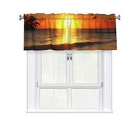 FHEDVBN Rideau de plage lever du soleil pour fenêtres, cantonnières drapées avec passe-tringle, 1 panneau, rideaux courts occultants pour cuisine, salle de bain, chambre à coucher, décoration