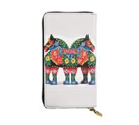 FHEDVBN Runner Suédois Dala Portefeuille folk pour homme et femme - Long sac à main en cuir - Grand sac à main d'affaires - Porte-téléphone - Porte-cartes de crédit - Porte-monnaie - Avec fermeture