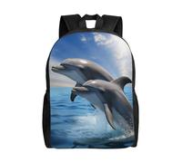 FHEDVBN Sac à dos de randonnée léger décontracté pour ordinateur portable pour homme et femme avec deux dauphins