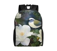 FHEDVBN Sac à dos de randonnée léger et décontracté pour ordinateur portable pour homme et femme, motif fleurs gardénia, oiseaux, sac à dos de voyage