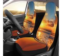 FHEDVBN Sunset Beach Lot de 2 housses de siège avant de voiture de luxe imperméables et antidérapantes universelles