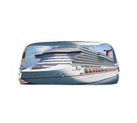 FHEDVBN Trousse de maquillage de voyage en forme de bateau de croisière, grande trousse à crayons pour femmes et hommes, pochette en cuir avec fermeture éclair, Argenté., Taille unique