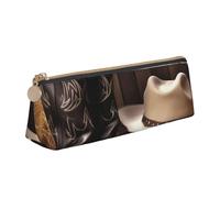 FHEDVBN Trousse de maquillage en cuir avec fermeture éclair pour le travail, le bureau, le style cowboy - Pour ranger des crayons et des pièces de monnaie - Noir