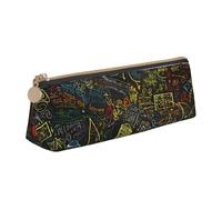 FHEDVBN Trousse de maquillage en cuir pour fond mathématique, trousse à crayons pour le travail, le bureau, pochette à stylos à fermeture éclair, sac de rangement esthétique, pochette de rangement