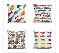 Fheeao Housse Coussin Poisson Abstrait coloré Housse de Coussin 35x35cm, pour Decoration Salon Maison Cadeau 14x14in