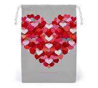 FHESDCW A Big Heart Small Hearts Sac en toile avec cordon de serrage, pochettes réutilisables pour bijoux de voyage, sacs de rangement lavables pour cadeaux, bonbons, cosmétiques 12 x 18 cm