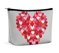 FHESDCW A Big Heart Small Hearts Trousse de maquillage pour femme en cuir PU étanche avec fermeture éclair Organiseur de maquillage portable de voyage