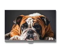 FHESDCW A Sad Bulldog - Porte-cartes de visite professionnel pour homme et femme, avec fermeture à boucle, étui en métal compact et portable pour employés de bureau, style, taille unique, classique