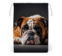 FHESDCW A Sad Bulldog Sac en toile avec cordon de serrage, réutilisable, sacs de rangement lavables pour cadeaux, bonbons, cosmétiques, 20 x 25 cm