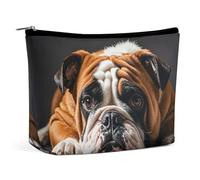 FHESDCW A Sad Bulldog Trousse de maquillage pour femme en cuir synthétique étanche avec fermeture éclair Organiseur de maquillage portable