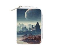FHESDCW Alien Planet - Pochette en cuir pour cartes de crédit - Fermeture éclair - Avec 20 emplacements pour cartes de débit - Style : 16 x 11,5 cm, Style :, 16x11.5cm