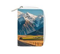 FHESDCW Alpine Snowy Mountain - Porte-cartes en cuir avec 20 emplacements pour cartes, pour homme et femme, petit sac à main avec fermeture éclair