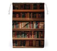 FHESDCW Ancienne bibliothèque sac à cordon en toile, pochettes réutilisables pour bijoux de voyage, sacs de rangement lavables pour cadeaux, bonbons, cosmétiques 12 x 18 cm