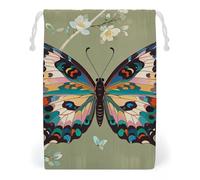 FHESDCW Ancient Butterfly Sac en toile avec cordon de serrage, réutilisable et lavable pour bijoux, bonbons, cosmétiques, 12 x 18 cm