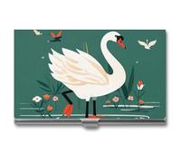 FHESDCW Ancient Flower Swan - Porte-cartes de visite professionnel avec fermeture à boucle, compact et portable pour employés de bureau, style, taille unique, classique