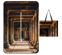 FHESDCW Angkor Thom Couverture de pique-nique avec sac fourre-tout à fermeture éclair, imperméable, portable, tapis d'extérieur léger et pliable pour la plage, le camping, le parc, 150 x 100 cm