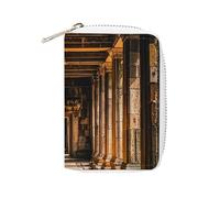 FHESDCW Angkor Thom Porte-cartes en cuir pour homme et femme avec 20 emplacements pour cartes, petit sac à main avec fermeture éclair