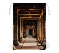 FHESDCW Angkor Thom Sac en toile avec cordon de serrage, pochettes réutilisables pour bijoux, sacs de rangement lavables pour cadeaux, bonbons, cosmétiques, 20 x 25 cm
