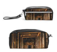 FHESDCW Angkor Thom Trousse à crayons de grande capacité avec fermeture éclair - Étanche - Pour voyage - En cuir vintage - Pour homme et femme