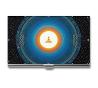 FHESDCW Balance Point of Cosmic Culture Porte-cartes de visite pour homme et femme, étui professionnel avec fermeture à boucle, étui en métal compact et portable pour employés de bureau, style, taille