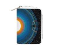 FHESDCW Balance Point of Cosmic Culture - Porte-cartes en cuir avec 20 emplacements pour cartes, pour homme et femme, petit sac à main avec fermeture éclair