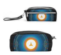 FHESDCW Balance Point of Cosmic Culture Trousse à crayons de grande capacité avec fermeture éclair à suspendre étanche pour voyage, trousse à crayons vintage en cuir pour homme et femme