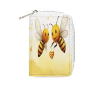 FHESDCW Bee Love Honey Sac à cartes en cuir avec fermeture éclair et 20 emplacements pour cartes de débit, style, 16 x 11,5 cm, Style :, 16x11.5cm