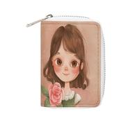 FHESDCW Big Eyes Girl Sac à cartes en cuir avec fermeture éclair et 20 emplacements pour cartes de débit, 16 x 11,5 cm, Style :, 16x11.5cm