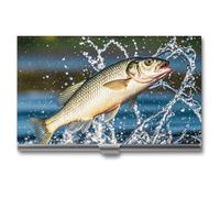 FHESDCW Big Mouth Bass Bait Porte-cartes de visite pour homme et femme, étui professionnel avec fermeture à boucle, étui en métal compact et portable pour employés de bureau, style, taille