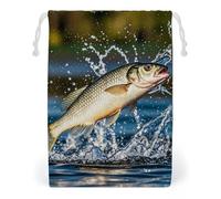 FHESDCW Big Mouth Bass Sac en toile avec cordon de serrage réutilisable pour bijoux, sacs de rangement lavables pour cadeaux, bonbons, cosmétiques 20 x 25 cm