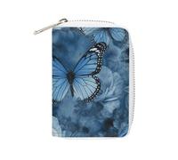 FHESDCW Blue Rose Étui en cuir pour cartes de crédit Fermeture éclair avec 20 emplacements pour cartes de débit, style portefeuille, 16 x 11,5 cm, Style :, 16x11.5cm