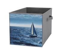 FHESDCW Blue Sea Boîte de rangement pliable en forme de voilier avec poignées, cubes de rangement Oxford durables, 1 organiseur de placard pliable pour la maison, l'étagère, le bureau, les voyages