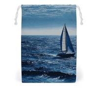 FHESDCW Blue Sea Sac à cordon en toile avec cordon de serrage, réutilisable, sacs de rangement lavables pour cadeaux, bonbons, cosmétiques, 20 x 25 cm