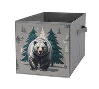 FHESDCW Boîte de rangement pliable avec poignées, motif silhouette d'ours gris, cube de rangement Oxford durable, 1 organiseur de placard pliable pour la maison, l'étagère, le bureau, les voyages