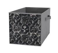 FHESDCW Boîte de rangement pliable avec poignées, motif tête de mort, pivoine noire, cube de rangement Oxford durable, 1 organiseur de placard pliable pour la maison, l'étagère, le bureau, les voyages
