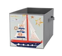 FHESDCW Boîte de rangement pliable en forme de bateau à voile de dessin animé avec poignées, cubes de rangement Oxford durables, 1 organiseur de placard pliable pour la maison, l'étagère, le bureau