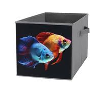 FHESDCW Boîte de rangement pliable en forme de poisson coloré avec poignées, cubes de rangement Oxford durable, 1 organiseur de placard pliable pour la maison, l'étagère, le bureau, les voyages