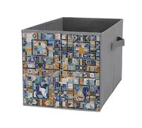 FHESDCW Boîte de rangement pliable en mosaïque de marbre nostalgique avec poignées, cubes de rangement Oxford durables, 1 organiseur de placard pliable pour la maison, l'étagère, le bureau, les