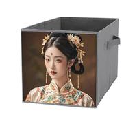 FHESDCW Boîte de rangement pliable Oriental Beauty avec poignées, cubes de rangement Oxford durable, 1 organiseur de placard pliable pour la maison, l'étagère, le bureau, les voyages