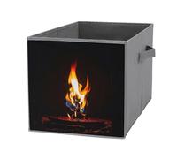 FHESDCW Burning Red Flames Boîte de rangement pliable avec poignées, cubes de rangement Oxford durables, 1 organiseur de placard pliable pour la maison, l'étagère, le bureau, les voyages