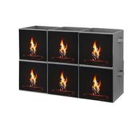FHESDCW Burning Red Flames Lot de 6 boîtes de rangement pliables avec poignées, cubes de rangement Oxford durables pour la maison, l'étagère, le bureau, les voyages