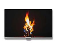FHESDCW Burning Red Flames Porte-cartes de visite pour homme et femme, étui professionnel avec fermeture à boucle, étui en métal compact et portable pour employés de bureau, style, taille unique