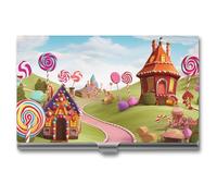 FHESDCW Candy Land - Porte-cartes de visite pour homme et femme, étui professionnel avec fermeture à boucle, compact et portable en métal pour employés de bureau, style, taille unique, classique