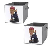 FHESDCW Cartoon President Lot de 2 boîtes de rangement pliables avec poignées, cubes de rangement Oxford durables, pour la maison, l'étagère, le bureau, les voyages