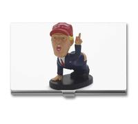FHESDCW Cartoon President - Porte-cartes de visite pour homme et femme, étui professionnel avec fermeture à boucle, étui en métal compact et portable pour employés de bureau, style, taille unique