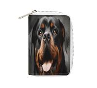 FHESDCW Cool Rottweiler Dog Art Sac à cartes en cuir avec fermeture éclair et 20 emplacements pour cartes de débit, 16 x 11,5 cm, Style :, 16x11.5cm