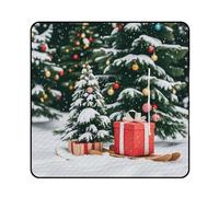 FHESDCW Couverture de pique-nique avec sac fourre-tout à fermeture éclair, imperméable, portable, légère, pliable, pour la plage, le camping, le parc, motif sapin et coffret cadeau, 200 x 200 cm