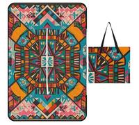 FHESDCW Couverture de pique-nique style pop art rétro avec sac fourre-tout à fermeture éclair, imperméable, portable, tapis d'extérieur léger et pliable pour la plage, le camping, le parc, 150 x 100