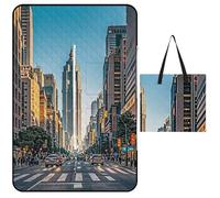 FHESDCW Couverture de pique-nique Tall Buildings in The City avec sac fourre-tout à fermeture éclair, imperméable, portable, tapis d'extérieur léger et pliable pour la plage, le camping, le parc, 150